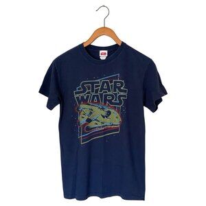 Star Wars Blue T-Shirt Battleship Galactic Size S Small Lucas Films Retro Look